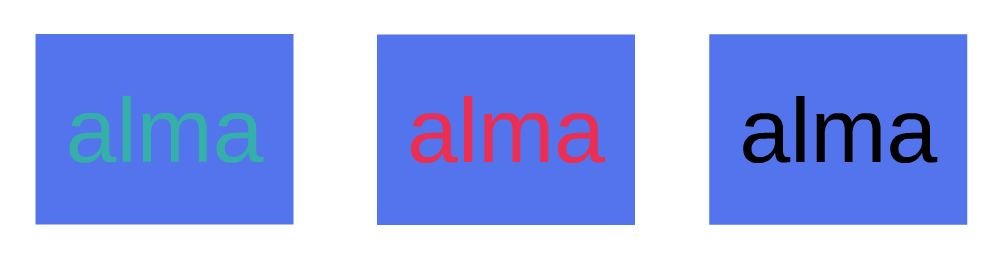 Az „alma” szó zöld, piros és fekete betűkkel, azonos kék háttér előtt